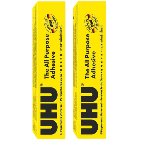UHU All Purpose Adhesive, Fast, Strong, Crystal-clear, Adjustable, Permanent, Transparent, 125 ml Tube, Pack of 2...