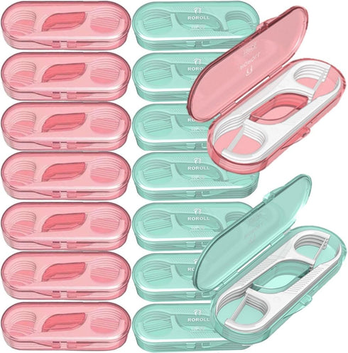 14 Packs Travel Dental Floss Pick Case, Holder, Come with 140pcs Premium QUALIALL Toothpick Flossers for Adults Teeth Cleaning, Sealed Portable Re...