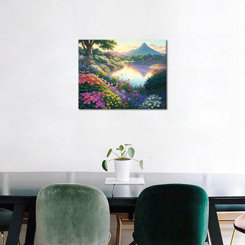 TUMOVO Paint by Numbers for Adults, Landscape DIY Oil Painting Flower Mountain Forest Clouds Reflection Acrylic Paint by Number Kits for Kids Begi...