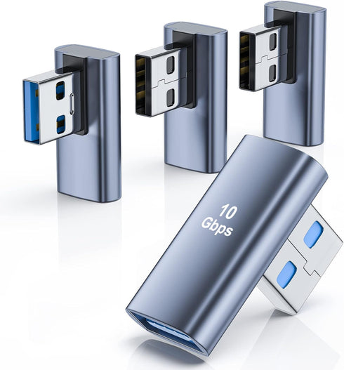 4 Pack USB 3.1 90 Degree Adapter,?2*Left Angle?&?2*Right Angle? USB A Male to Female Adapter for PC, Laptop, USB A Car Charger, Power Bank and Mos...
