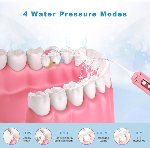 Water Dental Flosser Cordless for Teeth - Rockwell 4 Modes Dental Oral Irrigator, Portable and Rechargeable IPX8 Waterproof Powerful Battery Life ...