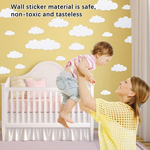 31pcs Big Clouds Vinyl Wall Decals DIY Wall Sticker Removable Wall Art Decor 4-10 inch for Living Room Nursery Kids Room(White)...