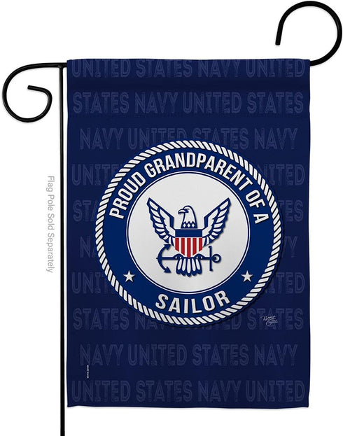 Breeze Decor Proud Grandparent Sailor Garden Flag Armed Forces Navy USN Seabee United State American Military Veteran Retire Official House Banner...