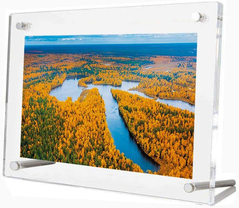 Frameless Tabletop Photo Frames Free Standing Clear Acrylic Desktop Picture Frame (5x7)...