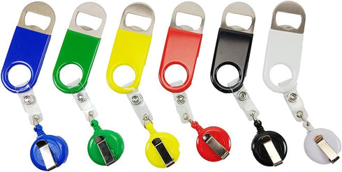 Retractable Flat Beer Bottle Opener with Belt Clip for Bartenders,Waiter (Multi Colors 6-Pack)...