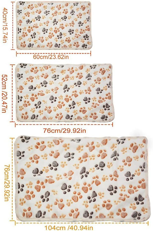 1 Pack 3 Puppy Dog Blankets Super Soft Warm Sleep Mat Fluffy Premium Fleece Pet Blanket Flannel Throw for Dog Puppy Cat - White Paw Print Medium(2...
