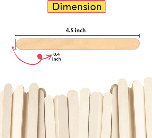 200 Pcs Natural Wooden Food Grade Craft Sticks - Ice Cream Stick - Popsicle - 4.5 inch Length - Suit Crafting, Stirring, Paddle, Waxing, Small Ice...