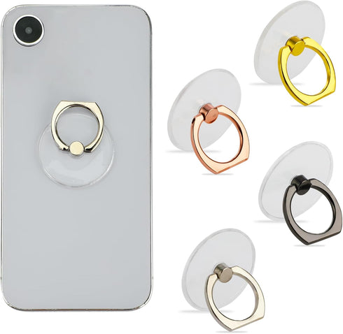 Cell Phone Ring Holder 4 Pcs Transparent Phone Ring Grips Kickstand 360°Rotation Clear Finger Ring Stand Universal Phone Accessories Compatible wi...
