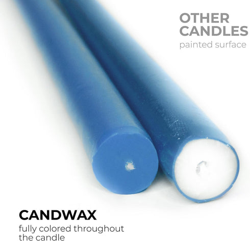 CANDWAX 8 inch Tapered Candles - Set of 12 Dripless Dinner Candles - Dark Blue...