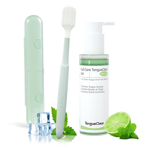 Oral cleaner & Gel Kit | Oral Mucosa Scraper to Fight Bad Breath and Halitosis | Mouth Odor Eliminator | Tongue Cleaner for Adults | Fresh Mint (S...