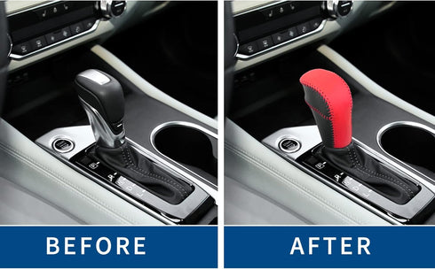 Compatible with DIY Genuine Leather Gear Shift Knob Cover Interior Accessories Protective Cover Decoration for Nissan Altima 2019 2020 2021 2022 B...