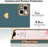 Compatible with iPhone 13 Case Square Luxury Plating Gold for Women Girls Cute Love Heart Pattern Shockproof Raised Full Camera Lens Protection Co...