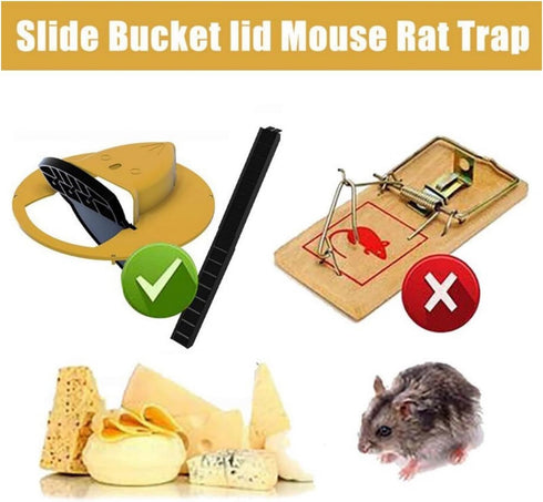 Mouse Trap Bucket Flip Lid, Multi Catch Humane Rat Trap for Indoor Outdoor, Reusable Mouse Catching Tool, 5 Gallon Bucket Compatible, Auto Reset F...