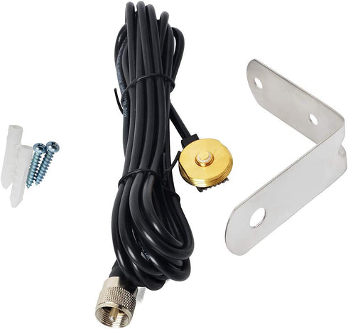 HYS TCJ-N1 3/8" to 3/4" Hole Mount with NMO Bracket L Shape Fender Mount 13'/About 4m RG-58 Coax Cable NMO to PL259 for All VHF/UHF/CB Radio NMO A...