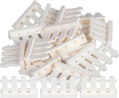 Fence Building Block Set, 20 Pieces Building Accessories for Garden Trees/Flowers/Farm Animal, Compatible with Classic Building Bricks (Cream Colo...