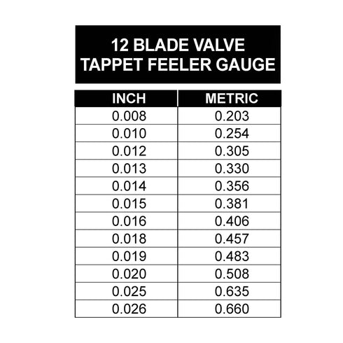 OEMTOOLS 25304 12-Blade Gauge Value Tap Feeler, Motorcycle Feeler Gauge Set, Spark Plug Feeler Gauge, Angled Feeler Gauge Set, Go and No Go Gauges...