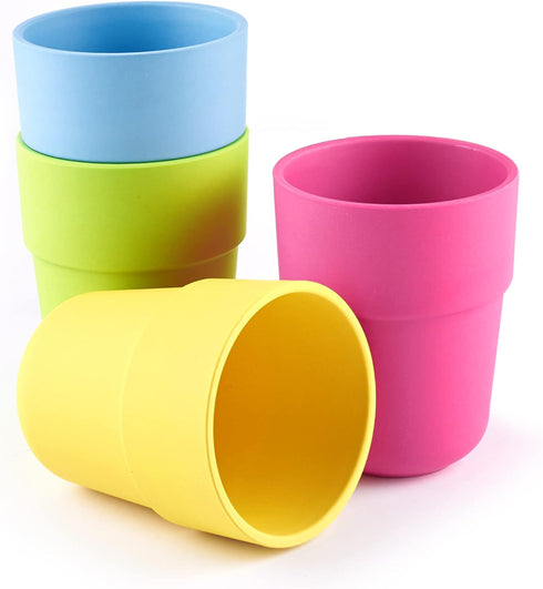 GET FRESH PLA Kids Cups Set – 4-Pack Melamine-Free Dinner Cups for Kids and Toddlers – Microwave Safe Stackable BPA-Free PLA Childrens Dinnerware ...