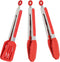 9 Inch Small Kitchen Tongs Set of 3, Silicone Cooking Tongs with Silicone Tips and Stainless Steel Handle, Silicone Tongs for Cooking, Serving(Red...