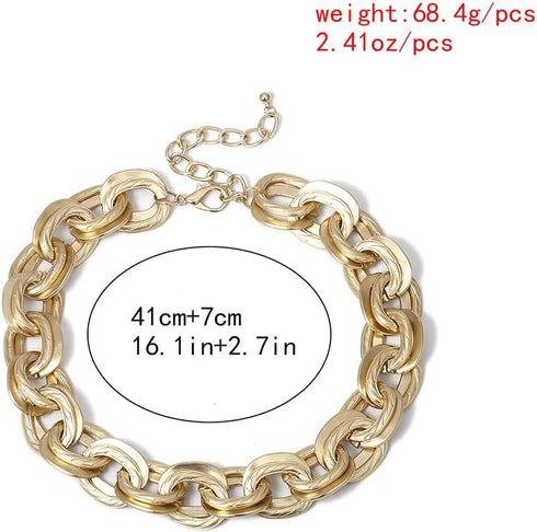 Dainty O Link Necklace Gold Chunky Choker Cuban Statement Thick Link Collar Chain Punk Hip-hop Trendy Choker Necklace for Women...