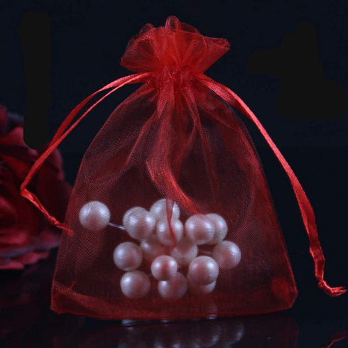 4x6 Inch Organza Gift Bags with Drawstring for Jewelry,Candy,100 Pcs Red Sachet,Sheer Fabric Mesh Tulle Pouches for Baby Shower,Mom Birthday,Party...