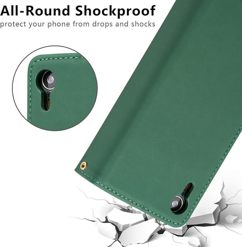 EYZUTAK Case for iPhone XR, Glossy PU Leather 9 Card Slots Magnetic Closure Detachable Wrist Strap Zipper Wallet Shockproof Removable Back Cover C...