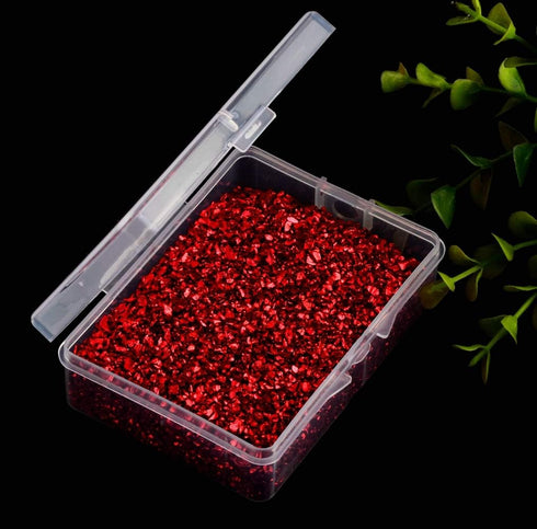 Crushed Glass Irregular Metallic Chips Sprinkles Chunky Glitter Red 100g 2-4mm for Nail Arts Craft DIY Vase Filler Epoxy Resin Mold Scrapbooking J...
