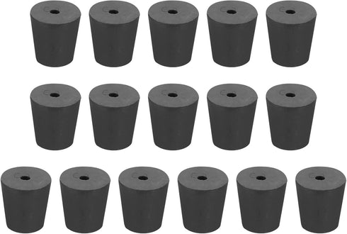 MECCANIXITY Rubber Tapered Plug 18mm to 24mm Solid Test Tubes Bungs Stopper with Hole Black for Lab Home 16 Pieces...