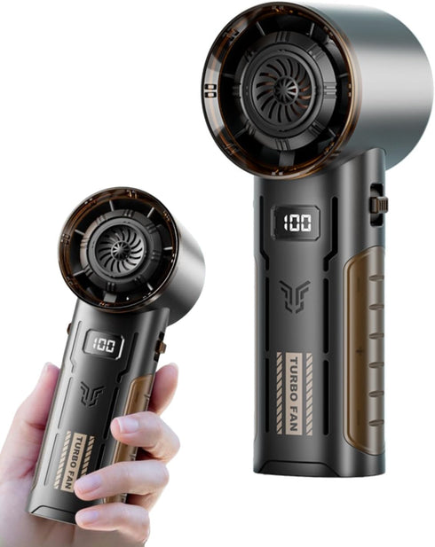 Portable Handheld Turbo Fan,Speed(1-100) Adjustable Mini Fan,4000mAh Battery USB Rechargeable Personal Fan,Digital Display,Gifts for Women Men Tra...