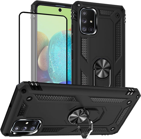 Samsung A71 5G Case, A71 5G Phone Case with Screen Protector, Military Grade Protective Cases with Ring for Samsung Galaxy A71 5G (Black)...