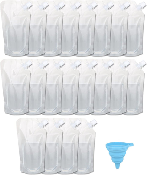 20 Pcs Liquor Flasks Cruise Pouch Reusable Sneak Travel Drinking Alcohol Flask Concealable Plastic Flasks bags with Funnel (16 oz)...