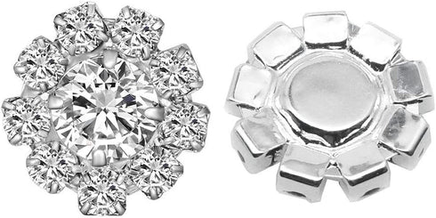 24 Pack 16MM Sparkle Clear Rhinestone Buttons Flatback Metal Embellishments Glass Crystal Bulk for Craft DIY Wedding Bouquets Decoration,Silver Pl...