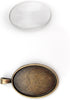 ALL in ONE 10 Sets Cabochon Frame Setting Tray Pendant with Clear Glass Dome Tile for DIY Jewelry Making (25X18MM AB)...
