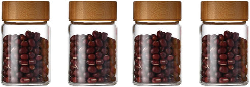 Oidium Small Glass Jars with Airtight Lids,4-Pack 3 oz Glass Jars with Bamboo Lids,Coffee Bean Storage.Small Mason Jars For Flour,Sugar,Spices,Tea...