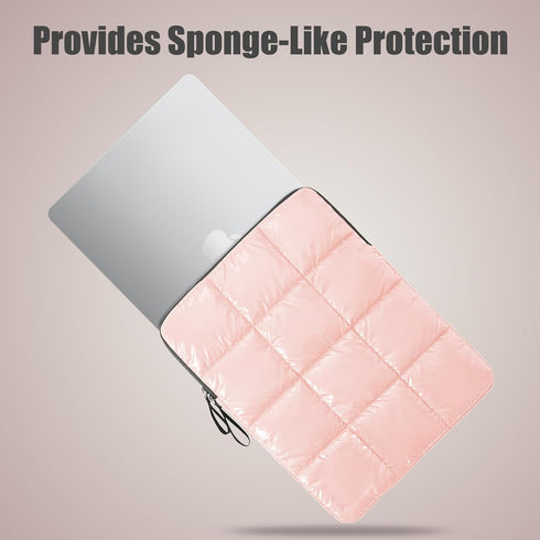 Puffy Laptop Sleeve 13 Inch Pink, Waterproof Carrying Case Bag for Women, Fluffy Computer iPad Pro 12.9 Case, Compatible with MacBook Pro 12, MacB...