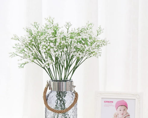 9 Pack Real Touch Artificial Baby's Breath Flowers - 21" Bendable Stems for Wedding Bouquets, Home Centerpieces & Outdoor Decor (Waterproof, Dustp...