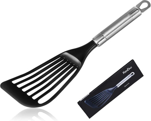 KSENDALO Thin Kitchen Spatula Turner for Egg,Fish, Slotted Flexible Plastic Spatula for Nonstick Cookware, Idea Kitchen Utensil for Egg, Bacon, Fi...