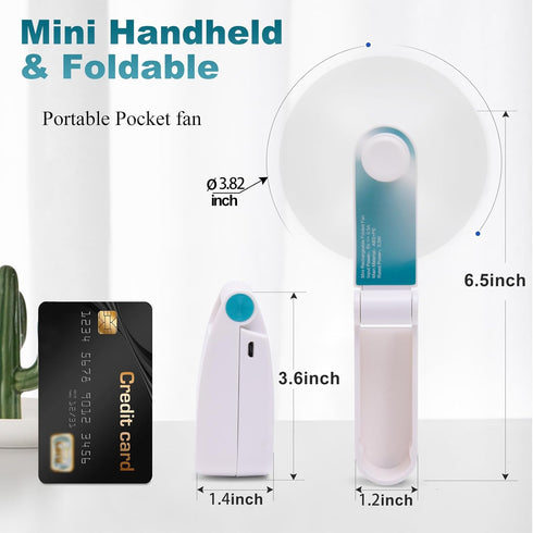 Personal Handheld Fan, Mini Portable Pocket Fan, Small Travel Eyelash Fans USB Rechargeable for Home Sports Outdoor Travel, 2 Speed Powerful Wind ...