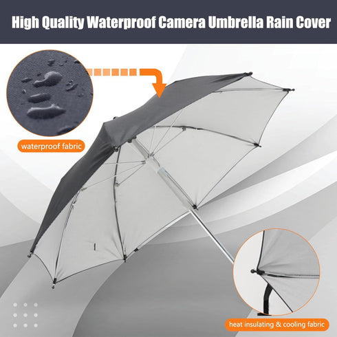 Large Rain Cover/Sunshade, 360 Adjustable Camera Umbrella for DSLR, Lightweight & Compact, Black...