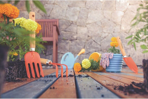 Tramontina 3 Piece Garden Set, Wood Handles, Plastic Packaging...