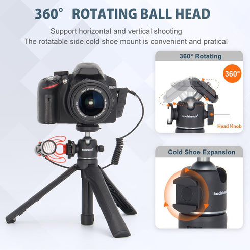 Koolehaoda Extendable Selfie Stick Tripod for GoPro, Camera Tripod Stand Holder with Cold Shoe, Mini Tripod Hand Grip Compatible with Gopro Hero 1...
