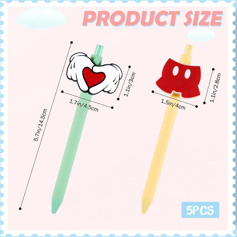 NKM 5Pcs Mickey Pens, Cute Cartoon Pure Color Simplicity Black Ink Ballpoint Pens for Students Men Women Workers School Office Supplies...