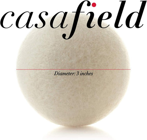 Casafield Wool Dryer Balls Set of 6, Extra Large Organic Handmade 100% New Zealand Wool, Natural Laundry Fabric Softener...