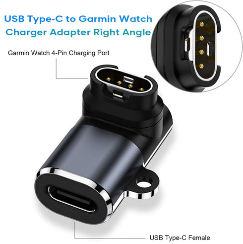 sweguard Garmin Watch Charger Adapter Right Angle 2-Pack Type-C USB Cable Charging for Garmin Fenix 7 7S 7X 6S 6 6X 5S 5 5X,Forerunner 955 965 45 ...
