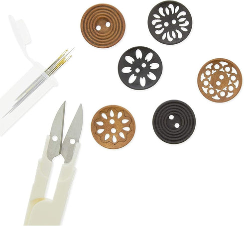Wooden Buttons for Crafts and Sewing, 5 Designs (0.98 in, 120 Pieces)...