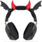 RUKUHOT Halloween Black Bat Wings + Red Devil Horns Headphone Attachment, Bat Devil Horns Headband Headset Decor, Cosplay Props Bat Wing for Hallo...