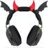 RUKUHOT Halloween Black Bat Wings + Red Devil Horns Headphone Attachment, Bat Devil Horns Headband Headset Decor, Cosplay Props Bat Wing for Hallo...