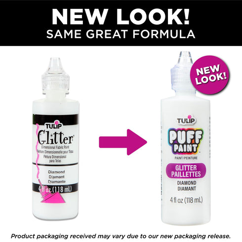 Tulip 16065 Dimensional Fabric Paint 4oz Glitter Diamond, 4 Fl Oz (Pack of 1) Packaging may vary...