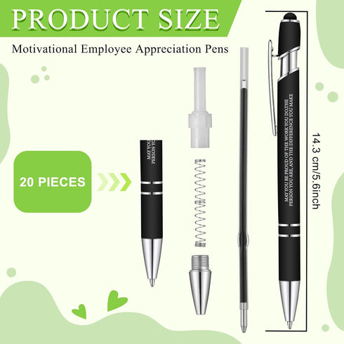 Teling 20 Pcs Employee Appreciation Pens Gifts Inspirational Quote Pens for Coworkers Motivational Ballpoint Pen with Soft Stylus Tip 1.0 mm Metal...