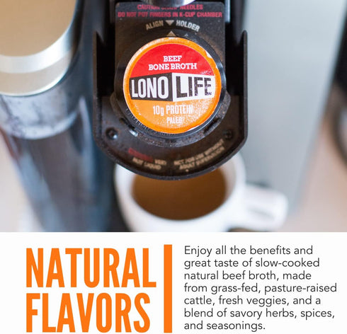 LonoLife Beef Bone Broth Powder Mix | Grass-Fed, 10g Protein | Collagen-Rich, Keto & Paleo Friendly | Natural Ingredients | 10 Single-Serve Cups...