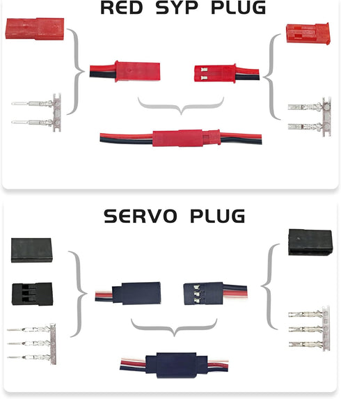 60Sets JST Servo Connector Kits Plug Male/Female Crimp Pin Cable Kit Compatible JST SYP Futaba servo Wire Extension Cable for RC Car Hitec Spektru...